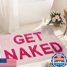 KOEXM Get Naked Bath Mat 16x24" Non-Slip Soft Pink Cute Bathroom Rug Washable