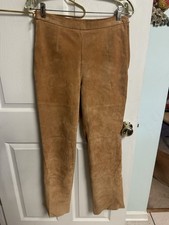 Terry Lewis Suede Tan Brown Pant Small 4p Leather Polyester Lining Waist 28x31