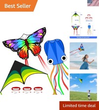 Kites for Kids  Adults, Beach Kites Set for Beginners, Easy to Fly Large Kit...