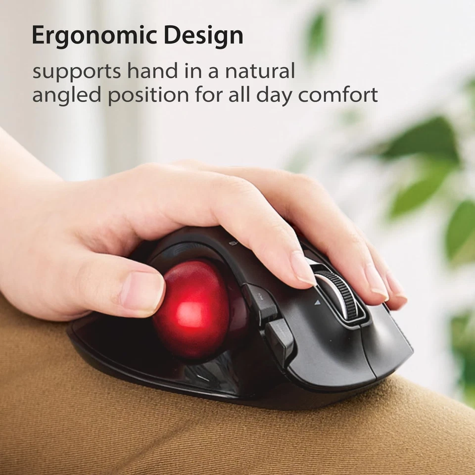 EXG Left Handed Wireless Trackball Mouse 6 Buttons Ergonomic USB - Image 3 of 4