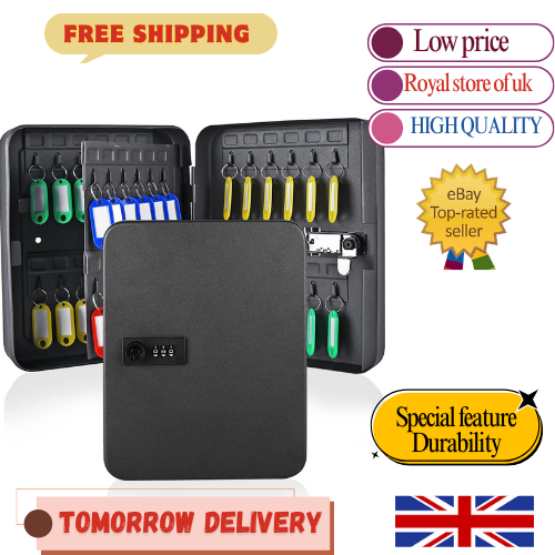 Qulable Combination Key Safe - Wall Mounted Key Box 48-key Steel Key Cabinet -