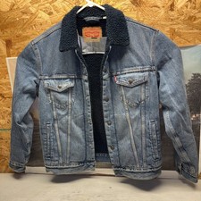 Levis Vtg Y2K Navy Sherpa Lined Type III Trucker Denim Jean Jacket Men Medium
