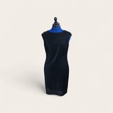 Chaps Black Striped Sleeveless Sheath Dress