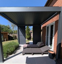 Bracken Outdoors Anthracite Louvre Shutters Fixed Panel for 3m Garden Pergola