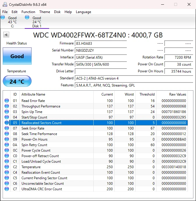 WD RED 4TB WD4002FFWX-68TZ4N0 7200RPM SATA III 128MB 3.5" WESTERN DIGITAL HDD - Image 2 of 2