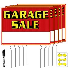 Garage Sale Signs Double Sided 17"" x 13""Garage Sale Signs with Stakes Garag...
