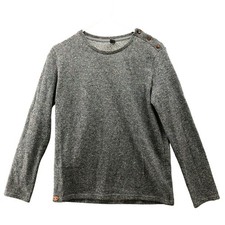 Zara Boys 13-14 Knit Sweater Gray Crewneck Wool Pullover Elbow Patch