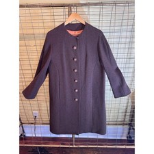 VTG 60s Presentation Brown Wool Boucle Cocoon Coat Size Medium