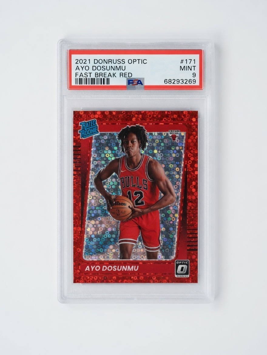 Ayo Dosunmu 2021 Donruss Optic Fast Break Red #171 PSA 9 Mint 08/85 Chicago Bull