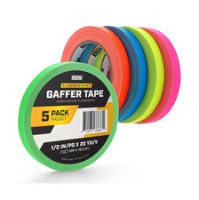 Lockport 5 Pack Colored Spike Tape Set, Neon Gaff Tape, Bright Fluorescent Ga...