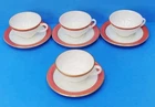 VINTAGE Pyrex Flamingo PINK Coffee/Tea & Saucer 50s Milk Glass MCM Set Of 4