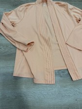 LL Bean 100 Supima Cotton Open Front Cardigan Coral Beach Bright Size XL boho