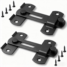 2 Pack Black Barn Door Lock, Premium 4-Inch Sliding Barn Door Latc