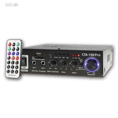 Mini HiFi-Verstärker 12V/230V ''CTA-100 Pro'' 100W Stereo Amplifier Bluetooth USB
