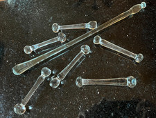 Vintage Set 6 Glass 4.5" Cocktail Muddlers & 13.5" Glass Bar Rod Martini Stirrer