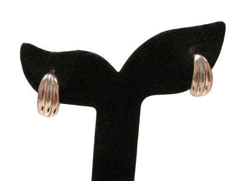 Stunning 9ct Yellow White Rose Gold C Hoop Earrings Gift Boxed 0.77grams
