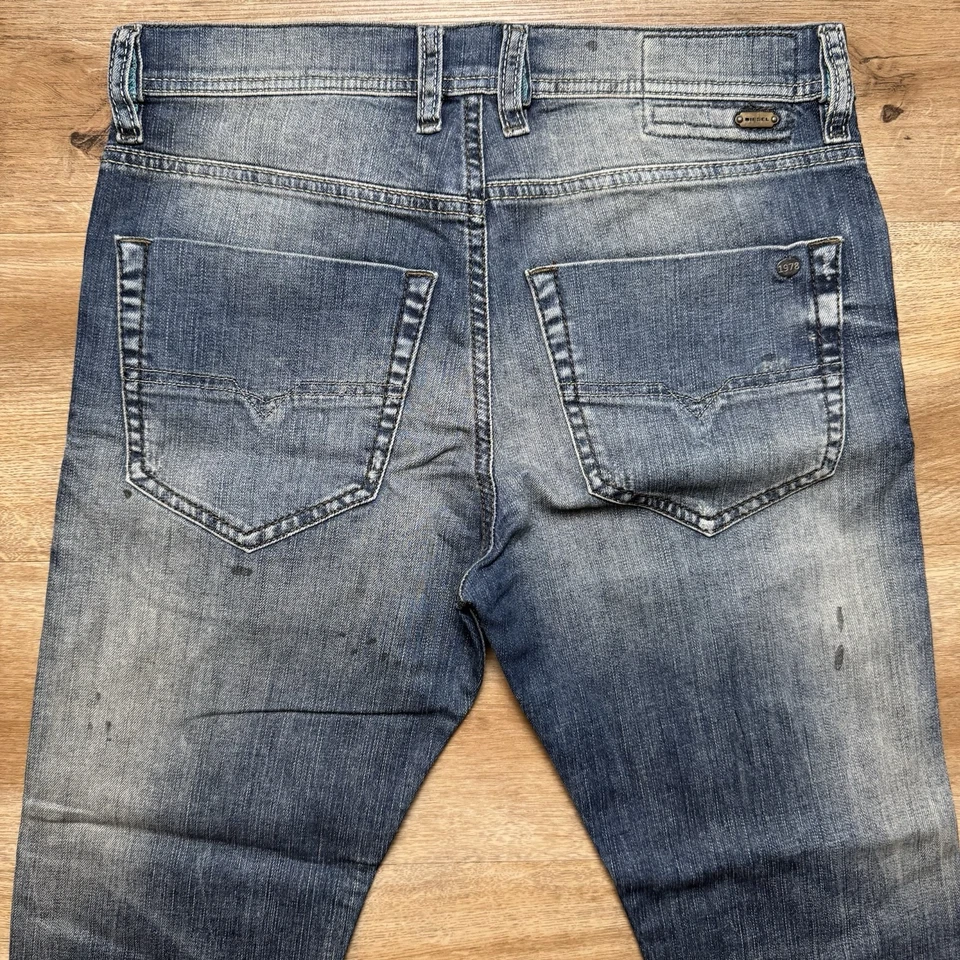 Diesel Jeans Men 30x26 Blue Tepphar Slim Carrot Stretch Dirty Wash Skater Modern - Image 4 of 4