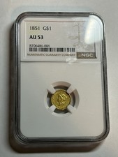 1851 Type 1 Liberty Coronet Gold One Dollar NGC AU53 Nice Circulated Early G$1