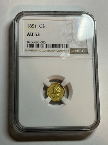 1851 Type 1 Liberty Coronet Gold One Dollar NGC AU53 Nice Circulated Early G$1