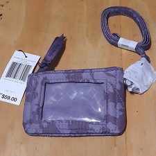 NWT Vera Bradley Ultralight Zip ID Wallet Lanyard Set Tonal Chrysanthemums New