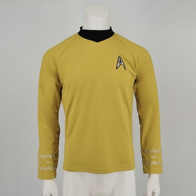 Cosplay TOS Kirk Gold Top Shirts Uniform The Original Series Starfleet Costumes