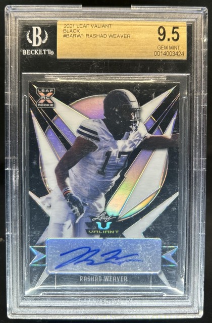 2021 Leaf Valiant Rashad Weaver Black Rookie RC Auto Autograph #/5 BGS 9.5