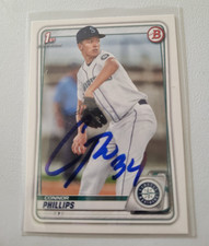 Connor Phillips Signed 2020 Bowman Draft Baseball Card Reds Mariners #BD-71