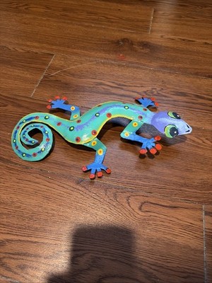 Gecko Lizard Collectible 13'' Tropical Indoor Outdoor Decor Metal Art FG  