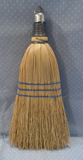 Vtg FITS RITE Straw Whisk /Hand Broom Wire Wrapped Metal Ring/ Blue Thread 14"