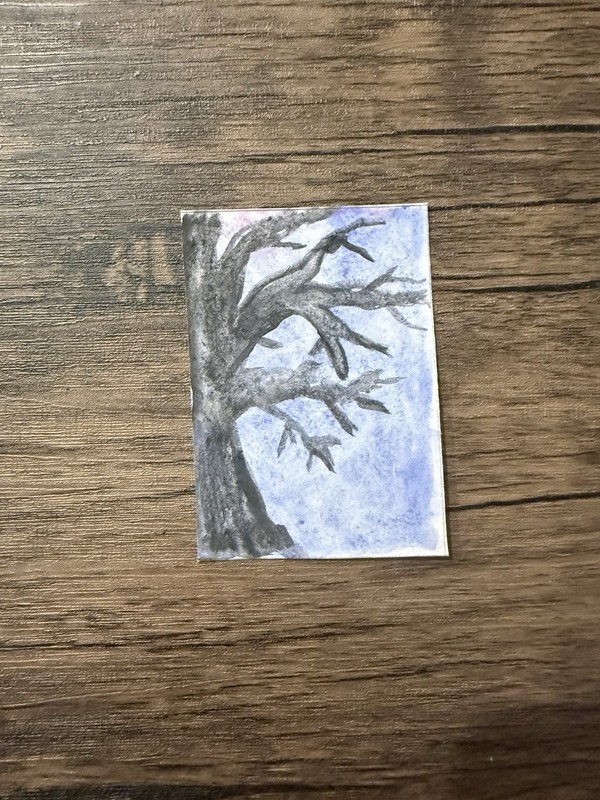 ACEO Watercolor Halloween Fall Spooky Tree Original Painting 1/5