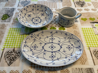 Form Marienbad Indisch Blau Strohblume Sauciere Servierplatte Schüssel TOP Set