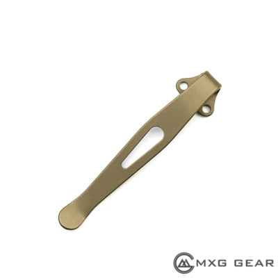 (Bronze) Custom Titanium Deep Carry Pocket Clip Made for Kershaw Knockout Knife
