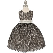 BLACK IVORY Size 12 Flower Girl Dress Bridesmaid Birthday Recital Party Formal