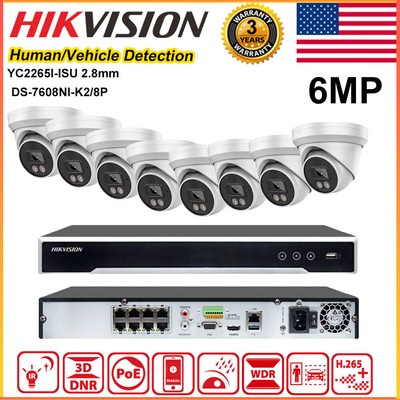 Hikvision 12MP 8ch 8 POE CCTV System Kit 6MP IR Two-Way Audio Dome IP Camera Lot