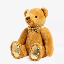 FAO Schwarz Plush Anniversary Teddy Bear Toy Tan Gold Embossed Kids Room Decor