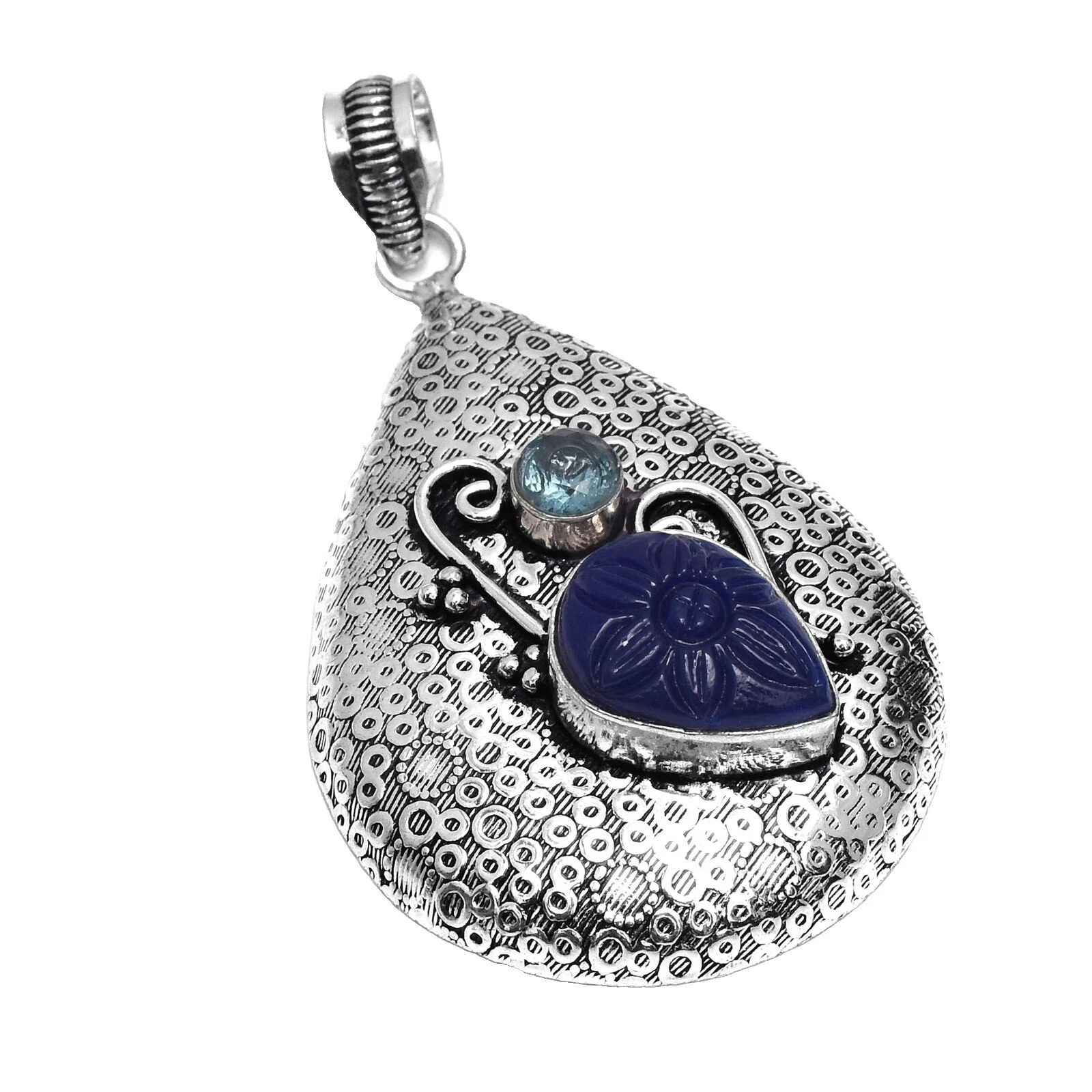 Declaración de Zafiro Plateado Plata Moda Collares y Colgantes