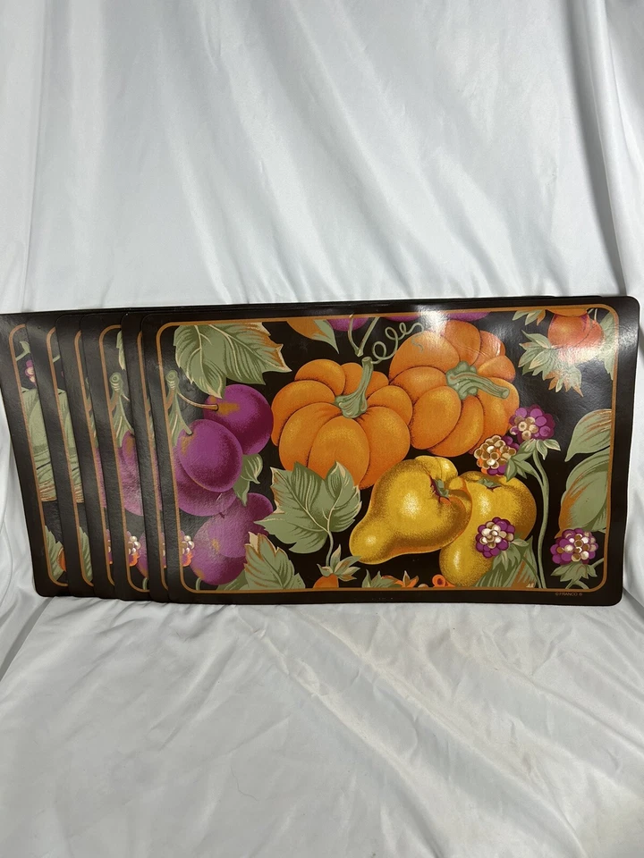 Franco Vintage Vinyl Tischsets Ernte Thanksgiving 6er Set 12x18 Zoll