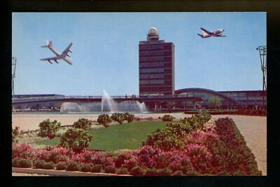 New York City NY postcard Idlewild Airport Queens Arrival Building plane chrome