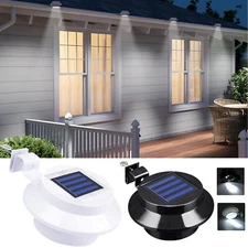 LED Solar Power Gutter Light Waterproof Outdoor Garden Door Fence Deck Wall Lamp