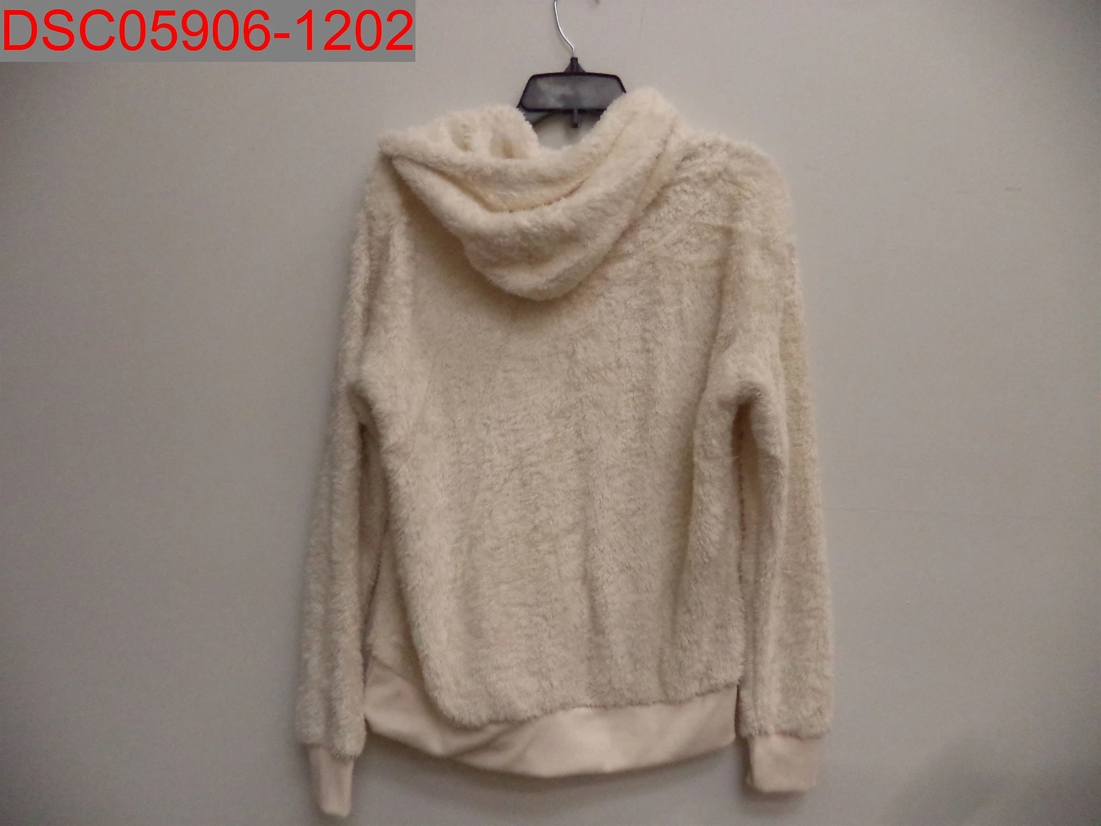 OFF WHITE Nuova con etichette Felpa con cappuccio donna Love By Design in pile peluche avorio taglia media