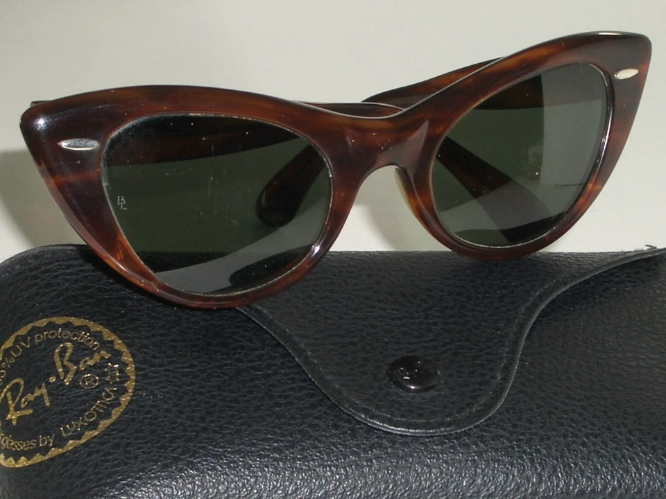 GAFAS DE SOL VINTAGE B&L RAY BAN W0960 BRILLANTE TORTUGA G15 VIDRIO LISBOA OJO DE GATO Foto 4 de 4