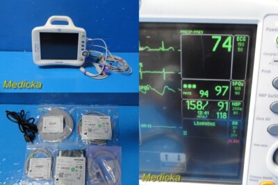 GE Dash 3000 (NBP, Temp, SpO2 & ECG) Patient Monitor W/ Patient Leads ~ 34312