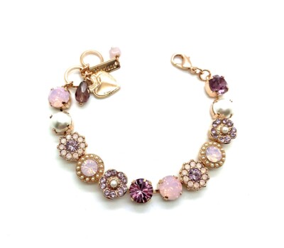 Mariana Bracelet Pink & Rose Flower Shape Austrian Crystals Jamaica Caribbean...