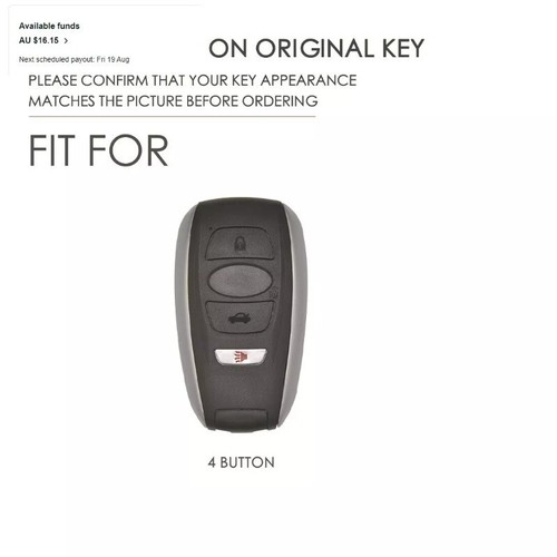 4Button Black Leather Car Key Fob Cover Case For Subaru Legacy Brz Wrx Levorg XV - Picture 2 of 7