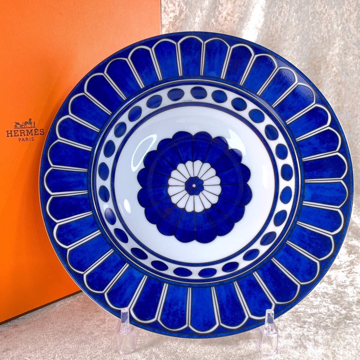 Hermes Bleus d'Ailleurs Pasta Soup Plate 24 cm Porcelain Tableware