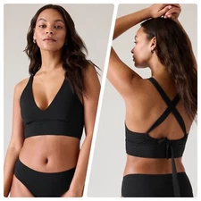 Athleta Size M Medium Plunge Bikini Top A-C  Black #530867