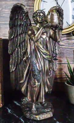 Ebros Archangel Chamuel Statue 9.5''H Angel Chamuel Carrying Holy Flame Figurine