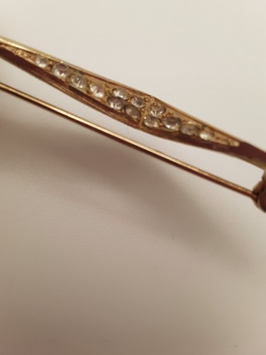 Vintage Park Lane Rhinestone MCM Style Brooch Gold Tone Geometric Sleek 3" - Picture 5 of 11