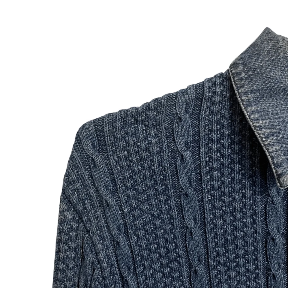 Azul Willi's Clásico Vintage Denim Tejido Abotonado Talla MED Foto 4 de 4