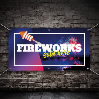 PVC Banner Druck Schild Feuerwerk Lagerfeuer Nacht Geschäft Werbung Wasserdicht